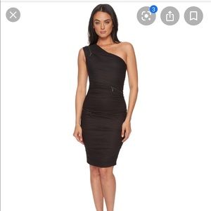 Nicole Miller One Shoulder Black Zipper Dress